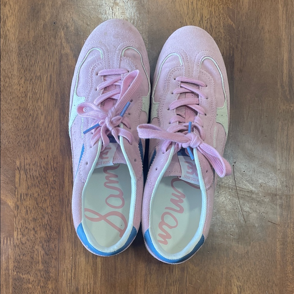 Sam Edelman Pink Suede & Blue Accent Women's Sneakers Kallen Sneaker